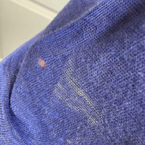 ACNE Wonder Linen 5512 T-Shirt Violet Blue Purple FOR REPAIR Scoop Neck Small - Picture 4 of 11